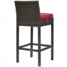 Modway Conduit Bar Stool Outdoor Patio Wicker Rattan in Brown Red - Set of Two - Back Side Angle