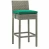 Modway Conduit Bar Stool Outdoor Patio Wicker Rattan in Light Gray Green - Set of Two - Front Side Angle - Modway Conduit Bar Stool Outdoor Patio Wicker Rattan in Light Gray Green - Set of Two - Front Side Angle
