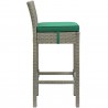 Modway Conduit Bar Stool Outdoor Patio Wicker Rattan in Light Gray Green - Set of Two - Side Angle