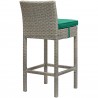 Modway Conduit Bar Stool Outdoor Patio Wicker Rattan in Light Gray Green - Set of Two - Back Side Angle
