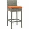 Modway Conduit Bar Stool Outdoor Patio Wicker Rattan in Light Gray Orange - Set of Two - Front Side Angle - Modway Conduit Bar Stool Outdoor Patio Wicker Rattan in Light Gray Orange - Set of Two - Front Side Angle