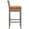 Modway Conduit Bar Stool Outdoor Patio Wicker Rattan in Light Gray Orange - Set of Two - Side Angle