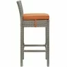Modway Conduit Bar Stool Outdoor Patio Wicker Rattan in Light Gray Orange - Set of Two - Side Angle - Modway Conduit Bar Stool Outdoor Patio Wicker Rattan in Light Gray Orange - Set of Two - Side Angle