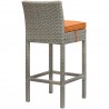 Modway Conduit Bar Stool Outdoor Patio Wicker Rattan in Light Gray Orange - Set of Two - Back Side Angle