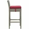 Modway Conduit Bar Stool Outdoor Patio Wicker Rattan in Light Gray Red - Side Angle - Modway Conduit Bar Stool Outdoor Patio Wicker Rattan in Light Gray Red - Side Angle