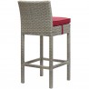 Modway Conduit Bar Stool Outdoor Patio Wicker Rattan in Light Gray Red - Back Side Angle