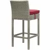 Modway Conduit Bar Stool Outdoor Patio Wicker Rattan in Light Gray Red - Back Side Angle - Modway Conduit Bar Stool Outdoor Patio Wicker Rattan in Light Gray Red - Back Side Angle