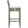 Modway Conduit Bar Stool Outdoor Patio Wicker Rattan in Light Gray White - Side Angle