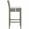 Modway Conduit Bar Stool Outdoor Patio Wicker Rattan in Light Gray White - Side Angle - Modway Conduit Bar Stool Outdoor Patio Wicker Rattan in Light Gray White - Side Angle