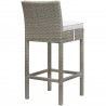 Modway Conduit Bar Stool Outdoor Patio Wicker Rattan in Light Gray White - Back Side Angle