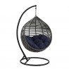 Modway Garner Teardrop Outdoor Patio Swing Chair in Gray Navy - Front Side Angle