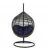 Modway Garner Teardrop Outdoor Patio Swing Chair in Gray Navy - Front Angle