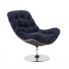 Modway Brighton Wicker Rattan Outdoor Patio Swivel Lounge Chair in Light Gray Navy - Front Side Angle