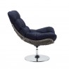 Modway Brighton Wicker Rattan Outdoor Patio Swivel Lounge Chair in Light Gray Navy - Side Angle