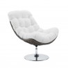 Modway Brighton Wicker Rattan Outdoor Patio Swivel Lounge Chair in Light Gray White - Front Side Angle