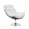 Modway Brighton Wicker Rattan Outdoor Patio Swivel Lounge Chair in Light Gray White - Front Side Angle - Modway Brighton Wicker Rattan Outdoor Patio Swivel Lounge Chair in Light Gray White - Front Side Angle