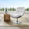 Modway Brighton Wicker Rattan Outdoor Patio Swivel Lounge Chair in Light Gray White - Lifestyle