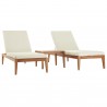 Modway Northlake 3 Piece Outdoor Patio Premium Grade A Teak Wood Set - Natural White - Set in Front Side Angle