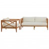 Modway Northlake 2 Piece Outdoor Patio Premium Grade A Teak Wood Set - Natural White - Set in Front Angle