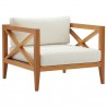 Modway Northlake 2 Piece Outdoor Patio Premium Grade A Teak Wood Set - Natural White - Armchair in Front Side Angle