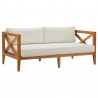 Modway Northlake 2 Piece Outdoor Patio Premium Grade A Teak Wood Set - Natural White - Sofa in Front Side Angle
