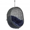 Modway Hide Sunbrella® Fabric Swing Outdoor Patio Lounge Chair Without Stand - Gray Navy - Closeup Front Side Angle