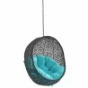Modway Encase Swing Outdoor Patio Lounge Chair Without Stand in Black Turquoise - Front Side Angle - Modway Encase Swing Outdoor Patio Lounge Chair Without Stand in Black Turquoise - Front Side Angle