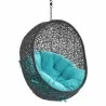 Modway Encase Swing Outdoor Patio Lounge Chair Without Stand in Black Turquoise - Closeup Front Side Angle - Modway Encase Swing Outdoor Patio Lounge Chair Without Stand in Black Turquoise - Closeup Front Side Angle