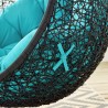 Modway Encase Swing Outdoor Patio Lounge Chair Without Stand in Black Turquoise - Front Seat Closeup Side Angle