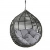 Modway Garner Teardrop Outdoor Patio Swing Chair Without Stand - Gray Gray - Front Side Angle