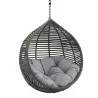Modway Garner Teardrop Outdoor Patio Swing Chair Without Stand - Gray Gray - Front Side Angle - Modway Garner Teardrop Outdoor Patio Swing Chair Without Stand - Gray Gray - Front Side Angle