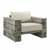 Modway Manteo Rustic Coastal Outdoor Patio Sunbrella® 5 Piece Set - Light Gray Beige - Armchair in Front Side Angle