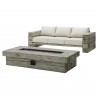 Modway Manteo Rustic Coastal Outdoor Patio Sunbrella® Sofa and Fire Pit Set - Light Gray Beige - Set in Front Side Angle