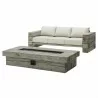 Modway Manteo Rustic Coastal Outdoor Patio Sunbrella® Sofa and Fire Pit Set - Light Gray Beige - Set in Front Side Angle - Modway Manteo Rustic Coastal Outdoor Patio Sunbrella® Sofa and Fire Pit Set - Light Gray Beige - Set in Front Side Angle