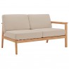 Modway Sedona Outdoor Patio Eucalyptus Wood Right-Facing Loveseat - Natural Taupe - Front Side Angle