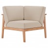 Modway Sedona Outdoor Patio Eucalyptus Wood Sectional Sofa Corner Chair - Natural Taupe - Front Angle