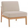 Modway Sedona Outdoor Patio Eucalyptus Wood Sectional Sofa Armless Chair - Natural Taupe - Front Side Angle