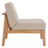 Modway Sedona Outdoor Patio Eucalyptus Wood Sectional Sofa Armless Chair - Natural Taupe - Side Angle