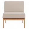 Modway Sedona Outdoor Patio Eucalyptus Wood Sectional Sofa Armless Chair - Natural Taupe - Front Angle