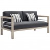 Modway Wiscasset Outdoor Patio Acacia Wood Loveseat - Light Gray - Front Side Angle