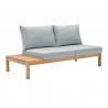 Modway Freeport Karri Wood Outdoor Patio Loveseat with Left Facing Side End Table in Natural Light Blue - Front Side Angle