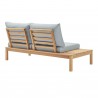 Modway Freeport Karri Wood Outdoor Patio Loveseat with Left Facing Side End Table in Natural Light Blue - Back Side Angle