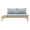 Modway Freeport Karri Wood Outdoor Patio Loveseat with Left Facing Side End Table in Natural Light Blue - Front  Angle