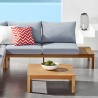 Modway Freeport Karri Wood Outdoor Patio Loveseat with Right Facing Side End Table in Natural Light Blue - Lifestyle