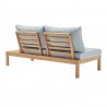 Modway Freeport Karri Wood Outdoor Patio Loveseat with Right Facing Side End Table in Natural Light Blue - Back Side Angle