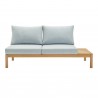 Modway Freeport Karri Wood Outdoor Patio Loveseat with Right Facing Side End Table in Natural Light Blue - Front Angle