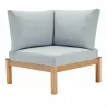 Modway Freeport Karri Wood Sectional Sofa Outdoor Patio Corner Chair - Natural Light Blue - Front Angle - Modway Freeport Karri Wood Sectional Sofa Outdoor Patio Corner Chair - Natural Light Blue - Front Angle