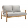 Modway Orlean Outdoor Patio Eucalyptus Wood Loveseat - Natural Light Gray - Front Side Angle