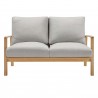 Modway Orlean Outdoor Patio Eucalyptus Wood Loveseat - Natural Light Gray - Front Angle