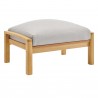 Modway Orlean Outdoor Patio Eucalyptus Wood Ottoman - Natural Light Gray - Front Side Angle